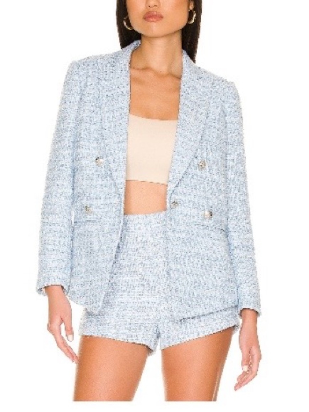 Central Park West "Silvie" Tweed Blazer in Blue - Size M